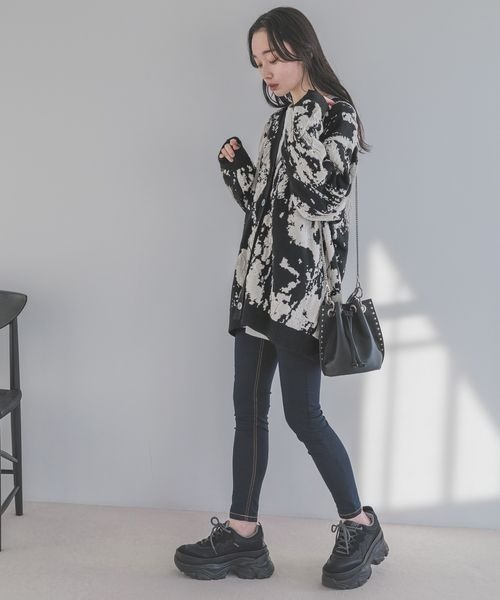 「JEANASIS」 ニットカーディガン FREE ネイビー レディース_画像3