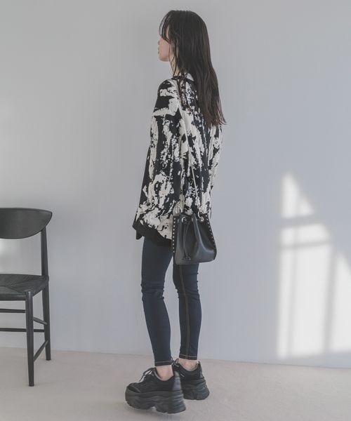 「JEANASIS」 ニットカーディガン FREE ネイビー レディース_画像4