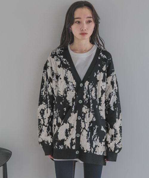 「JEANASIS」 ニットカーディガン FREE ネイビー レディース_画像5