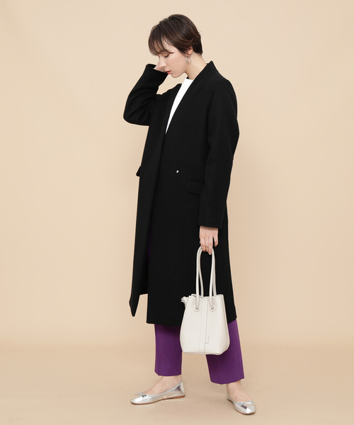 「ADAM ET ROPE'」 ノーカラーコート 38 ベージュ系その他 レディース_画像3