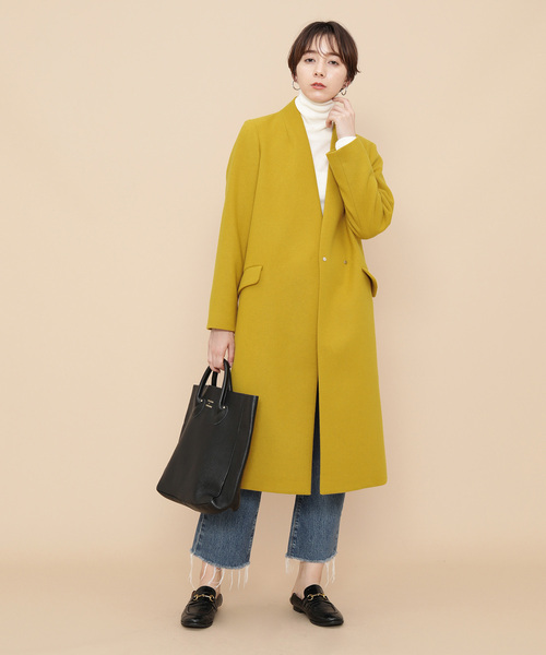 「ADAM ET ROPE'」 ノーカラーコート 38 ベージュ系その他 レディース_画像8