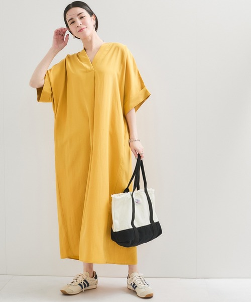 LE CERCLE par rope' ワンピース 半袖 セルロースリネンワンピース