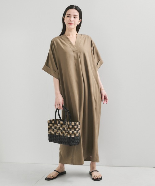 LE CERCLE par rope' ワンピース 半袖 セルロースリネンワンピース