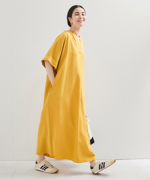 LE CERCLE par rope' ワンピース 半袖 セルロースリネンワンピース