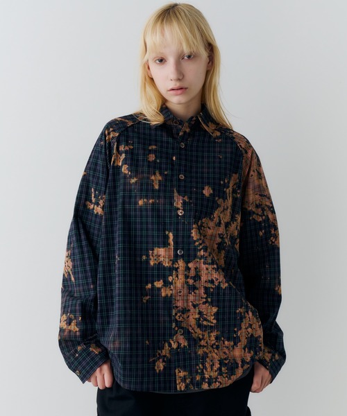 AFF AIVER シャツ ブリーチラグランチェックシャツ メンズ レディース