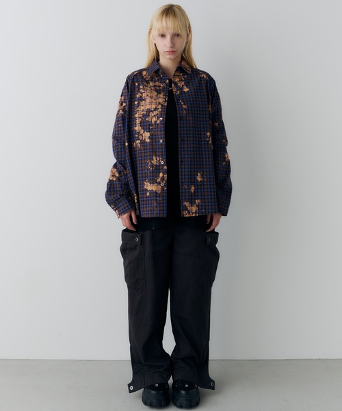 AFF AIVER シャツ ブリーチラグランチェックシャツ メンズ レディース