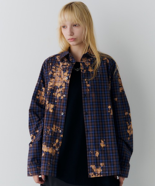 AFF AIVER シャツ ブリーチラグランチェックシャツ メンズ レディース