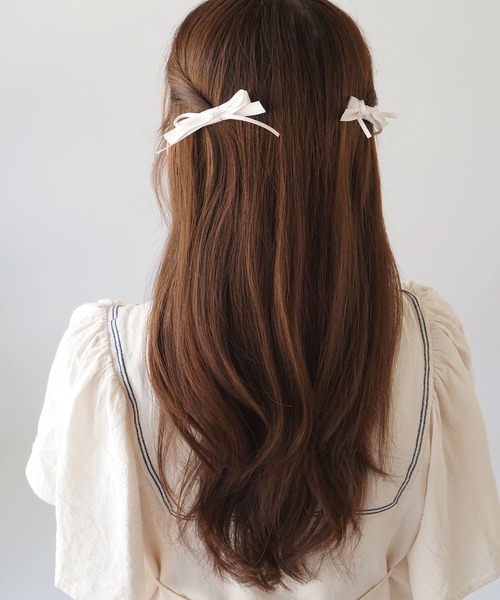 ヘアピン 「 ammy. / エイミードット 」 ダブル リボン ヘアクリップ