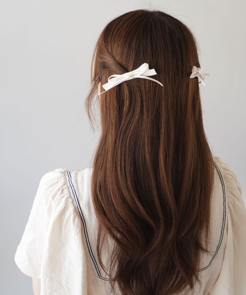 ヘアピン 「 ammy. / エイミードット 」 ダブル リボン ヘアクリップ