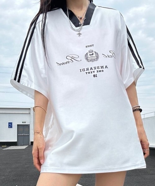 FreeZone tシャツ 光沢サテンロゴスポーティTシャツ メンズ レディース