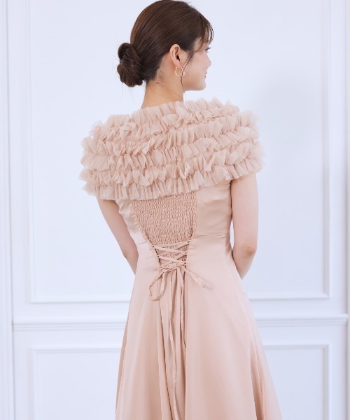 美品✨アンドクチュール ケープレイヤードドレス　アイボリーAnd couture アンドクチュール AND COUTURE ケープレイヤードドレス