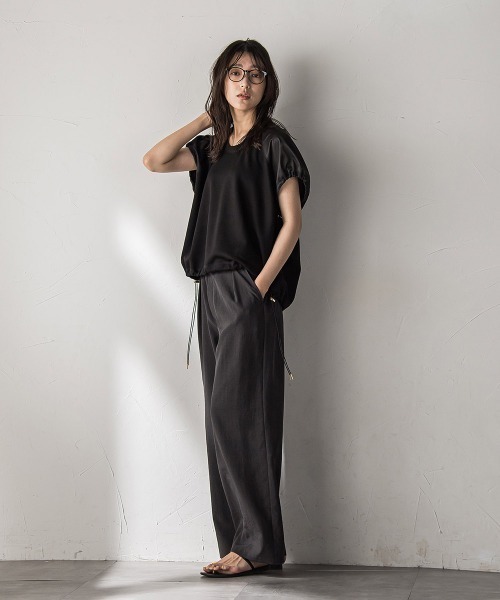 MAYSON GREY tシャツ 「WEB限定」異素材切替えドロストギャザー