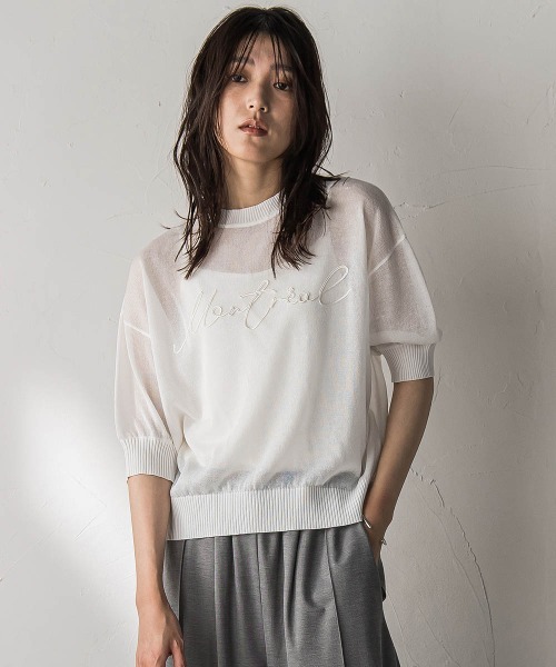 ニット セーター 「WEB限定」コード刺繍ロゴニットプルオーバー「手洗い可能」 レディース