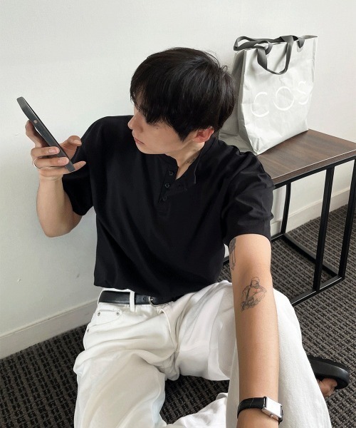 COSYHARU（コシハル） ヘンリーネック tシャツ ヘンリーネックポンチ