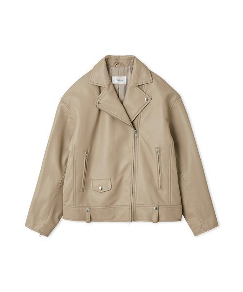 FRAY I.D ベージュ レザーダブルライダースジャケット FRAY I.D レザージャケット ライダース レザーライダース