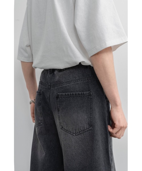 「SINSS」 加工デニムパンツ LARGE グレー メンズ