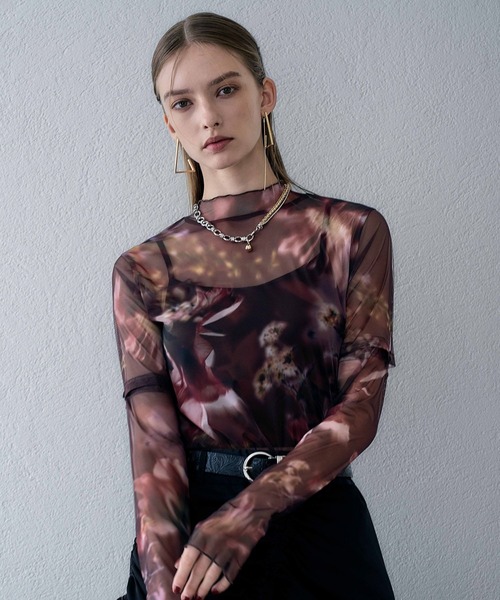 HARE tシャツ ランダムフラワーガラ2WAYシアートップス(HARE