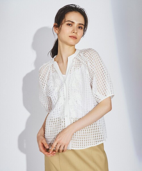 「GRACE CONTINENTAL」 半袖ブラウス 36 ブラック レディース_画像3