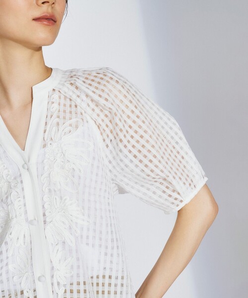 「GRACE CONTINENTAL」 半袖ブラウス 36 ブラック レディース_画像9