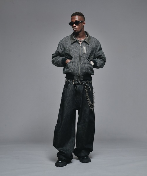 ANDER HUNK ブルゾン アウター Wool Blend Tweed Flight Jacket