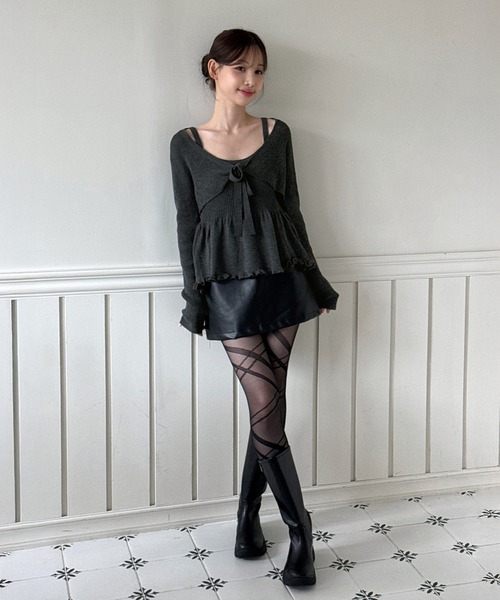 Leur Getter  フリルニットボレロ Leur Getter / フリル付ニットボレロ M ピンク Y-26-04-13-036-LU-TO