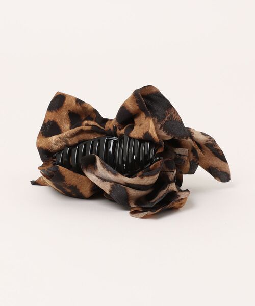 ViViDAY ヘアクリップ ヒョウ柄ビッグリボン付きヘアクリップ