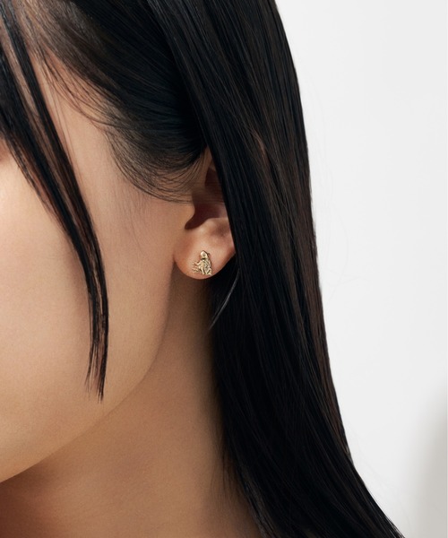 ピアス K10 カラーストーン カエル ピアス レディース メンズの画像