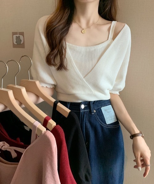 「deux amour」 半袖ニット FREE ベージュ レディース_画像9