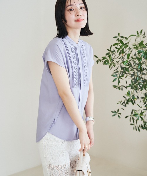 「VIS」 半袖ブラウス FREE ネイビー レディース_画像2