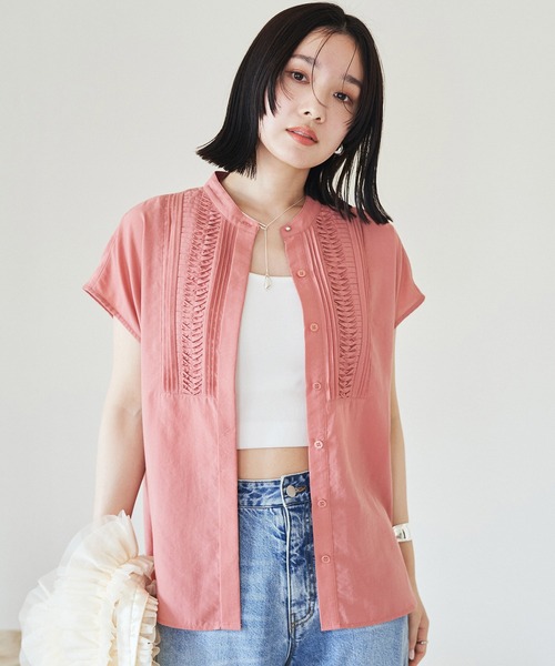 「VIS」 半袖ブラウス FREE ネイビー レディース_画像3