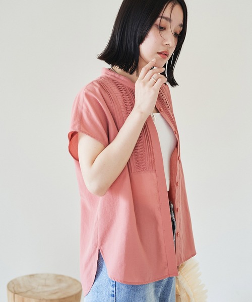 「VIS」 半袖ブラウス FREE ネイビー レディース_画像4