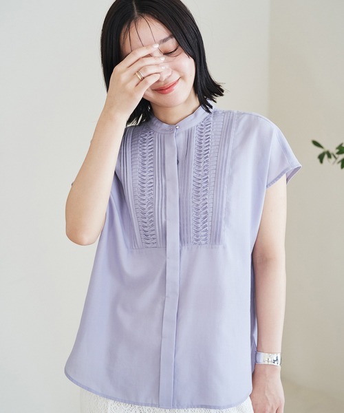 「VIS」 半袖ブラウス FREE ネイビー レディース_画像8