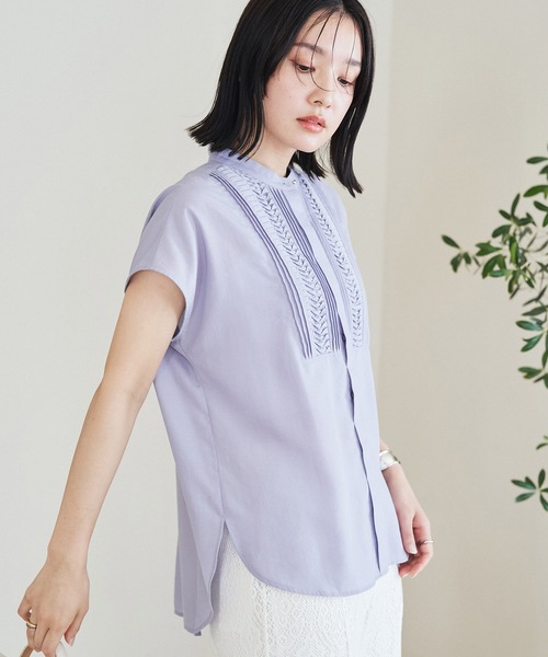 「VIS」 半袖ブラウス FREE ネイビー レディース_画像9