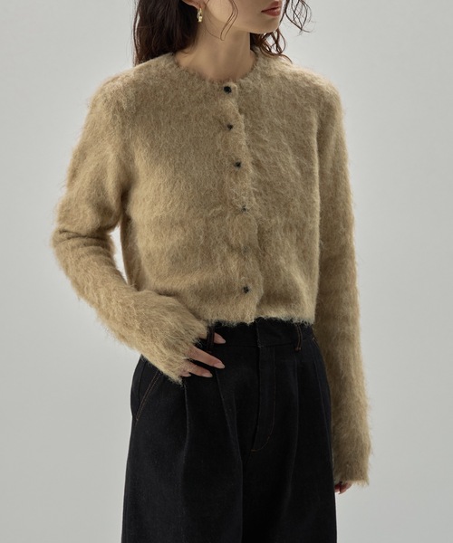 etoll.（エトル） カーディガン モヘアタッチクロップドカーディガン