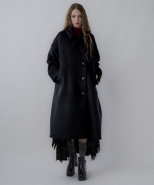 【HARE】レディース　黒 ダブルブレスト チェスターコート HARE（ハレ） コート チェスターコート ウール2WAYチェスターコート