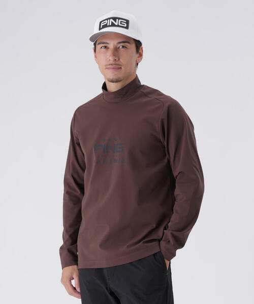 【ホワイト】サーモソーラ-バックカノコ長袖ハイネックカットソー <PERFORMANCE> (MENS) PING APPAREL】サーモソーラ―バックカノコ長袖ハイネックカットソー