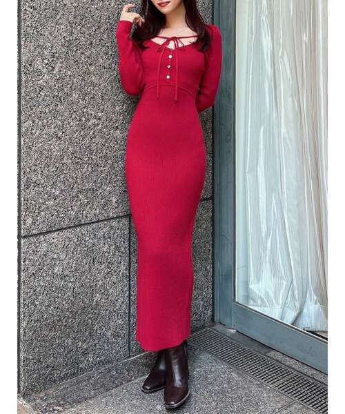 RESEXXY（リゼクシー） ワンピース リボンデザインニットワンピース