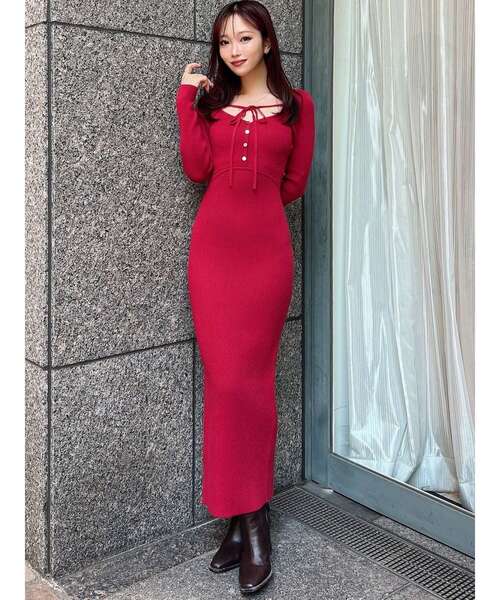 RESEXXY（リゼクシー） ワンピース リボンデザインニットワンピース