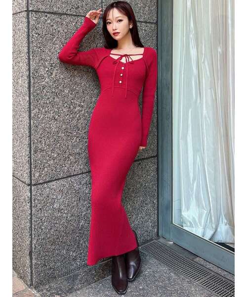 RESEXXY（リゼクシー） ワンピース リボンデザインニットワンピース