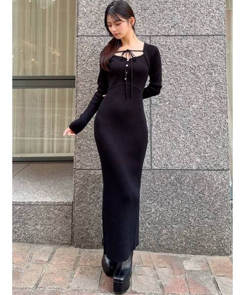 RESEXXY（リゼクシー） ワンピース リボンデザインニットワンピース