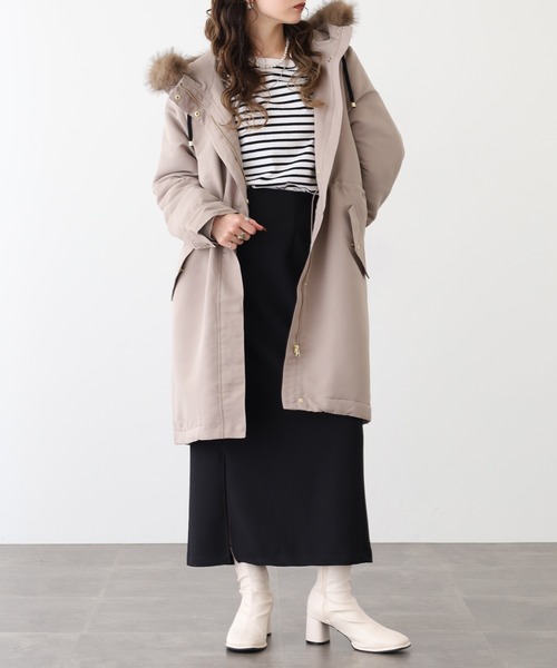 Ree&Mee モッズコート コート 裏ボア 防寒 撥水加工 フードファー