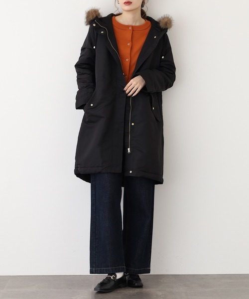 Ree&Mee モッズコート コート 裏ボア 防寒 撥水加工 フードファー