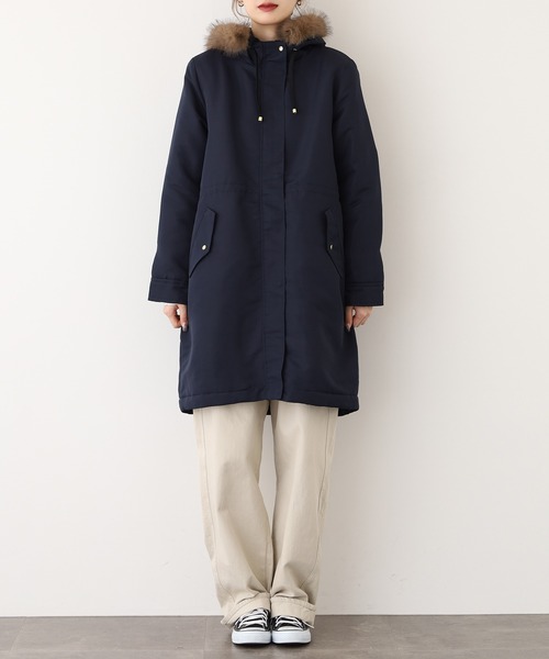 Ree&Mee モッズコート コート 裏ボア 防寒 撥水加工 フードファー