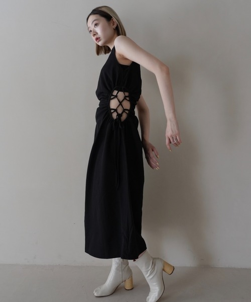 「Uenui」 ノースリーブワンピース FREE ブラック レディース_画像6