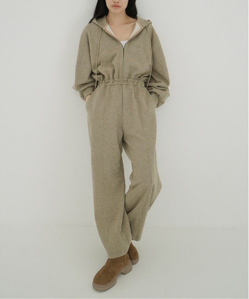 サロペット・オーバーオール・オールインワン clane HOODED SWEAT ALL IN ONE CLANE（クラネ） オールインワン HOODED SWEAT ALL IN ONE レディース