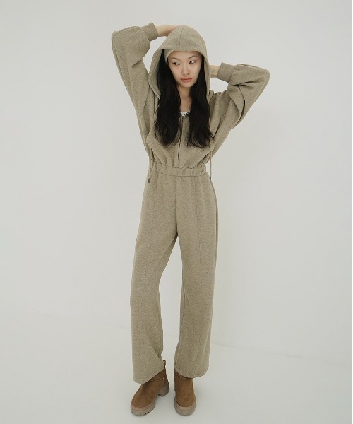 サロペット・オーバーオール・オールインワン CLANE HOODED SWEAT ALL IN ONE CLANE（クラネ） オールインワン HOODED SWEAT ALL IN ONE レディース
