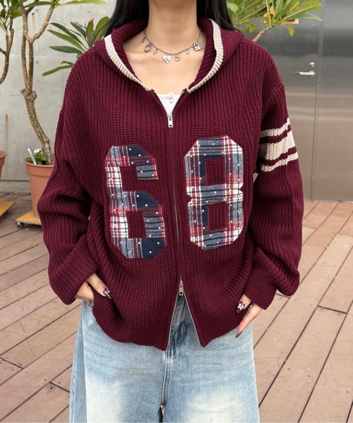 stone  ジップパーカーニット　L Stone Island ストーンアイランド MAGLIA ラムウール フード付き