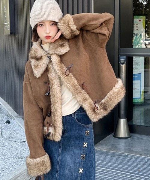 ＆soiree（アンドソワレ） ムートンコート ボアコート ファー襟