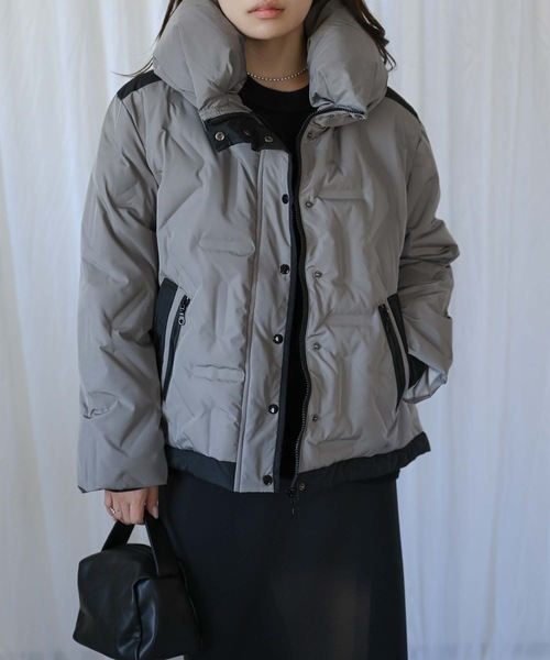 ＆HALF ダウンコート ダウンジャケット シームレスバイカラーダウン