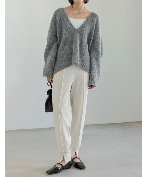 「Re:EDIT」 イージーパンツ LARGE ベージュ レディース_画像9